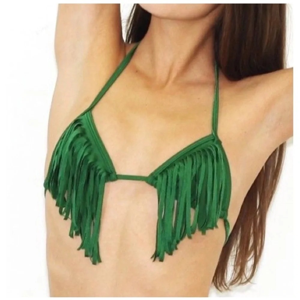 Stone Fox Swim | Harlow Fringe Triangle Bikini Top Purple | S